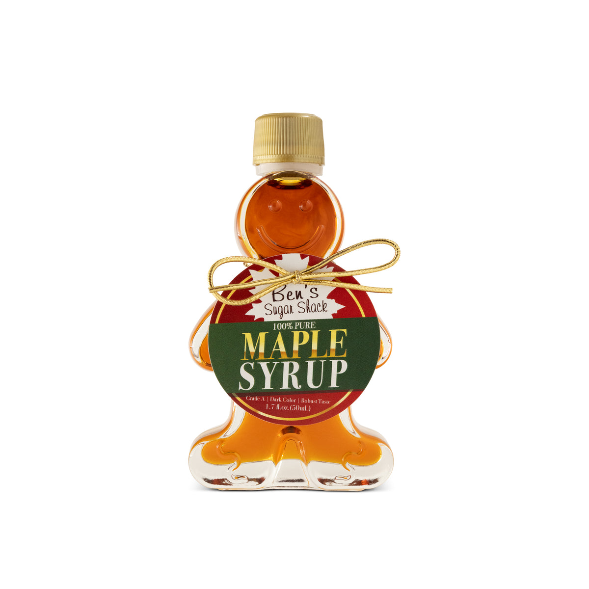 Pure Maple Syrup in Gingerbread Man Glass Bottle (Various Sizes)
