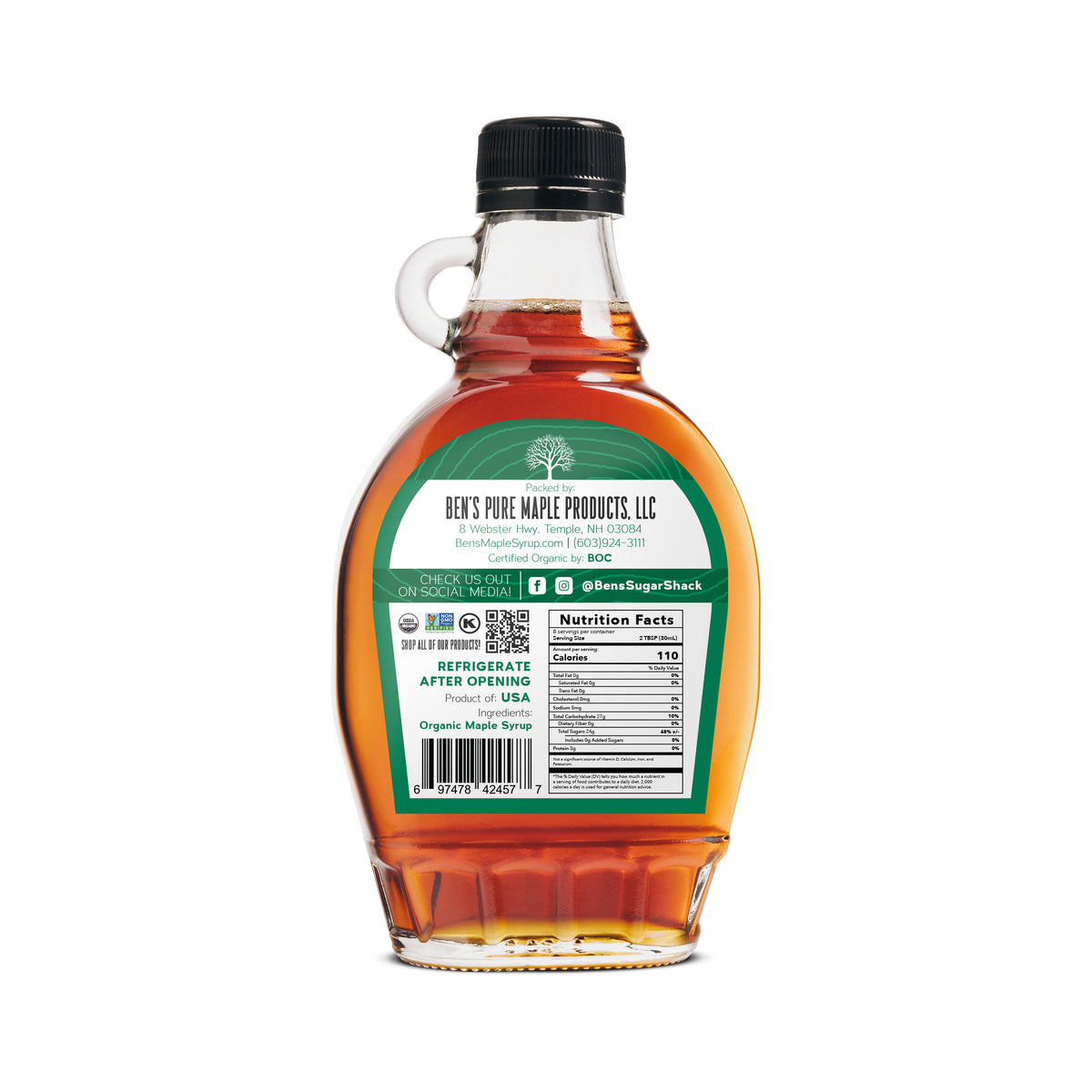 Ben's 8.45 oz. Flask Organic Pure Maple Syrup