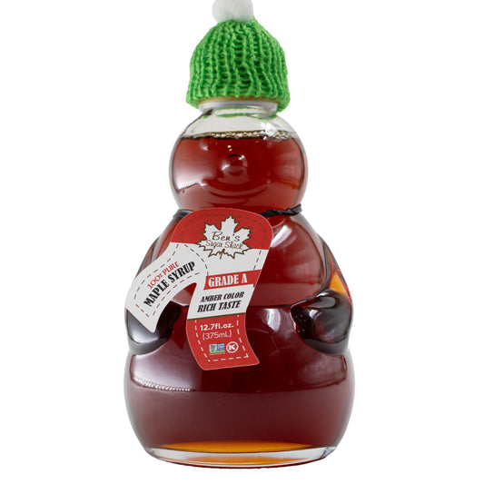 12.7 oz. maple syrup Snowman Glass Bottle