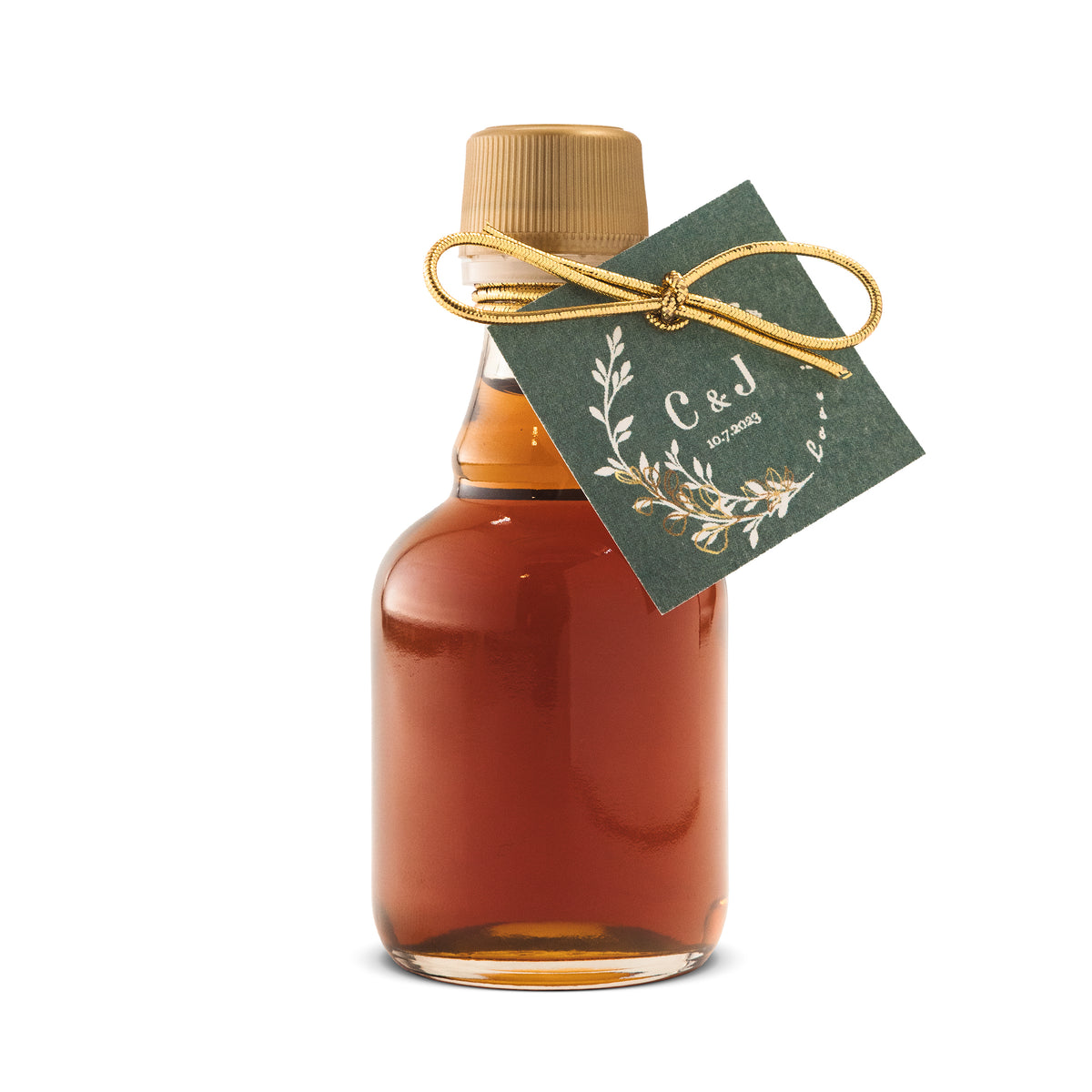Pure Maple Syrup Favors - Glass Nip Bottle - 1.7 oz - CUSTOM TAG
